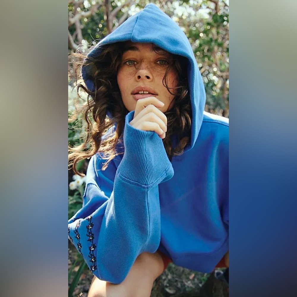 NWT FP Movement At My Best Embroidered Hoodie~ Stellar Blue - Picture 5 of 5